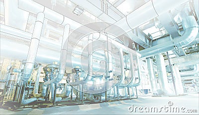 Sketch of piping design mixed to industrial equipment photo Stock Photo