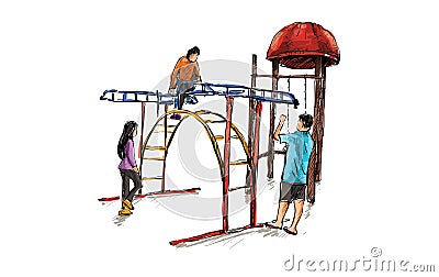 Sketch of playground zone for kids, illustration vector Vector Illustration