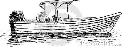 Sketch of a pleasure motorboat Vector Illustration