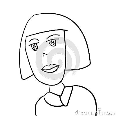 Sketch of portrait of funny girl or woman. Drawn by hand. Vector illustration. Vector Illustration