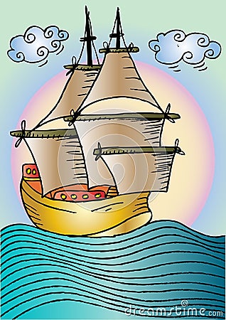 Sketch of a sailboat Stock Photo