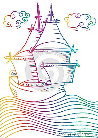 Sketch of a sailboat Vector Illustration