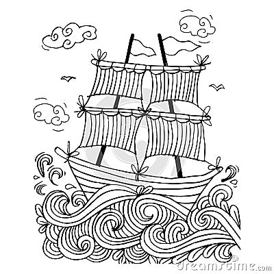 Sketch of a sailboat Vector Illustration