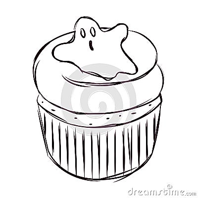 Cupcake halloween sketches Vector Illustration