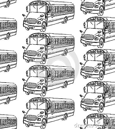 Sketch school bus in vintage style Vector Illustration