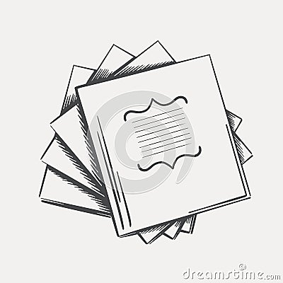 Sketch stack of notebooks drawn on a light background vector Vector Illustration
