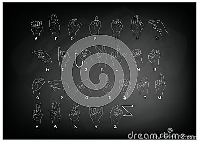 Sketch Set of Hand Sign Language Alphabet Vector Illustration