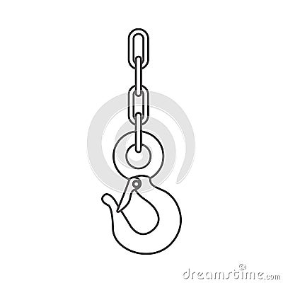 sketch silhouette metal hook with chain Cartoon Illustration