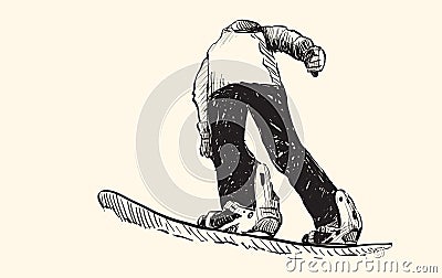 Sketch of Snow board man riding, Winter Sport, Snowboarding coll Vector Illustration