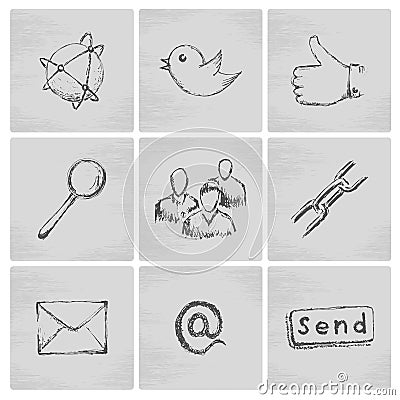 Sketch social network icons Vector Illustration