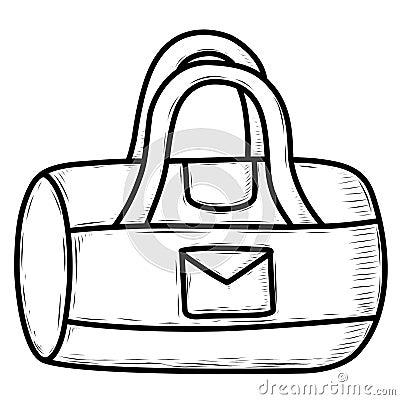 Sketch of Sport bag for sportswear and equipment travel bag Vector Illustration