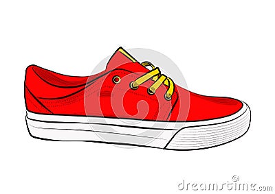 Sketch of sport shoes, sneakers for summer. Vector stock illustration. Sport wear for women. Vector Illustration