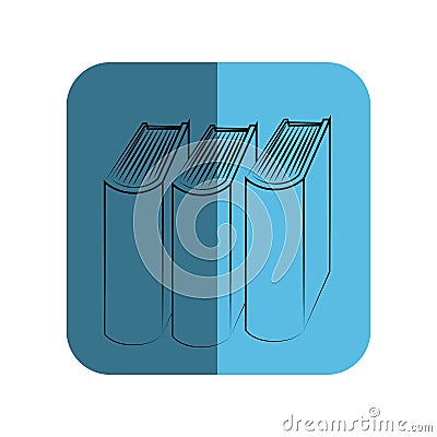 Sketch standing books in square frame Vector Illustration