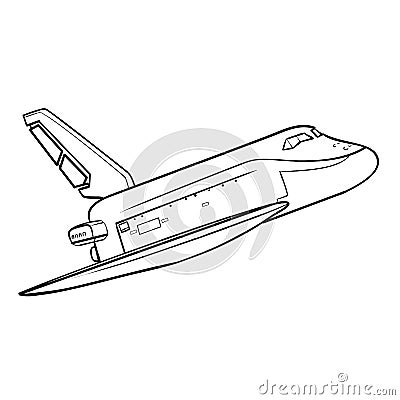 Sketch, starship, coloring book, cartoon illustration, isolated object on white background, vector illustration Vector Illustration