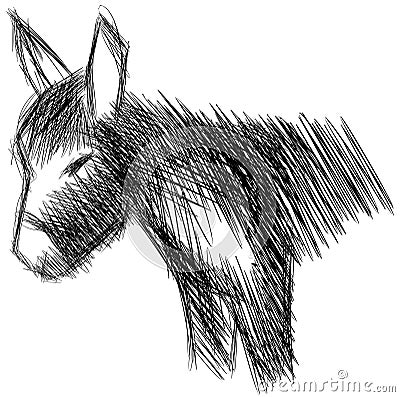 Sketch of a stilyzed donkey isolated Stock Photo