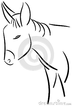 Sketch of a stilyzed donkey isolated Stock Photo