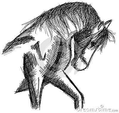 Sketch of a stilyzed Horse isolated Vector Illustration