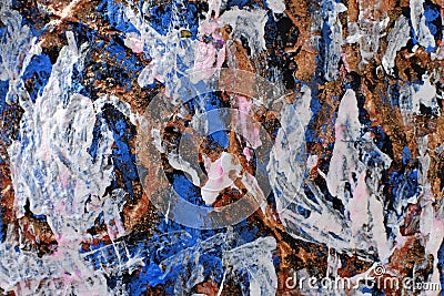 Whimsical mixes of layers of thick paint. A sketch in the style of abstract expressionism. Stock Photo