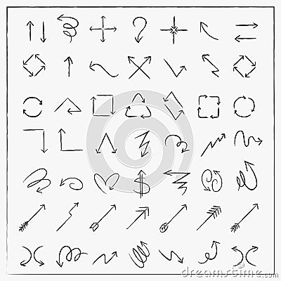Sketch style arrows set collection Vector Illustration