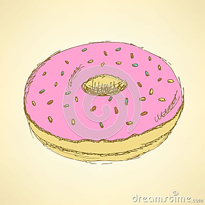 Sketch tasty donut in vintage style Stock Photo
