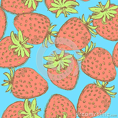 Sketch tasty strawberry in vintage style Vector Illustration