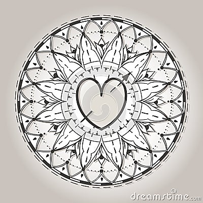 Sketch of tattoo henna hearts Vector Illustration