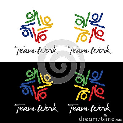 Sketch Team work logo Vector Illustration