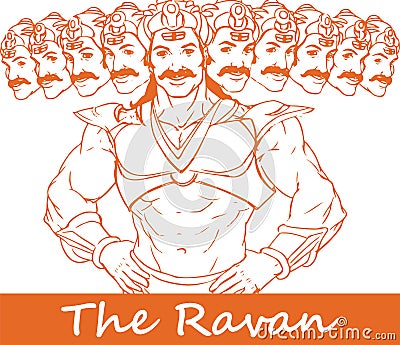Sketch of Ten Head Ravana or Dashakanta Ravan Outline Editable Vector Illustration Vector Illustration