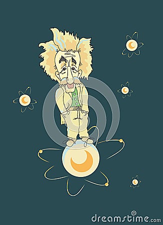 Sketch on the theme of Albert Einstein and his discovery. Vector Illustration