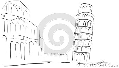 Sketch of the tower of Pisa isolated Stock Photo