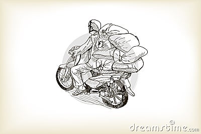 Sketch transport of a heavy load on the streets in Hanoi, free Vector Illustration