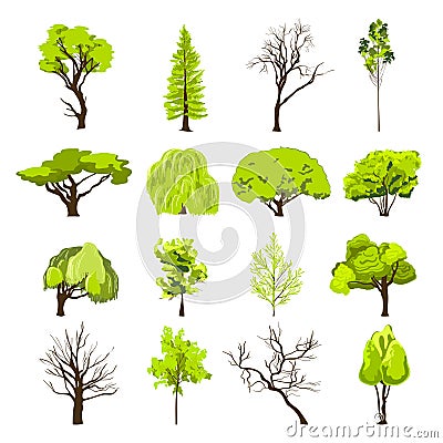 Sketch tree icons set Vector Illustration