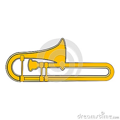 Isolated trombone sketch. Musical instrument Vector Illustration