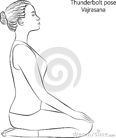 Sketch. Vajrasana Vector Illustration