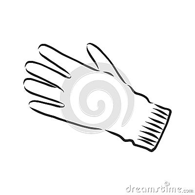 Sketch of winter gloves, vector illustration isoltaed on white background, pair of gloves, gloves, vector sketch illustration Cartoon Illustration