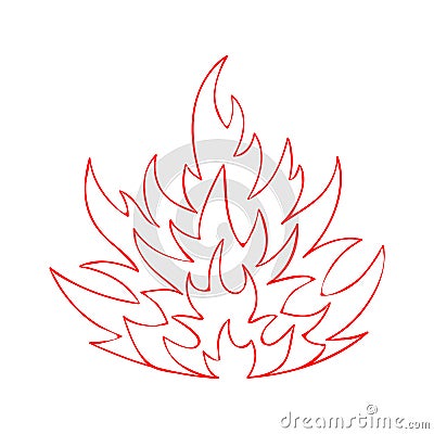 Hell heat blazing inferno bonfire with fire flame Vector Illustration