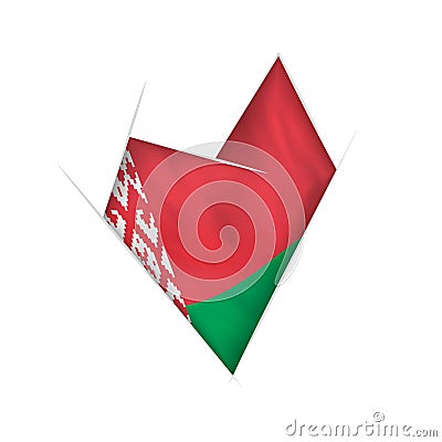 Sketched crooked heart with Belarus flag Vector Illustration