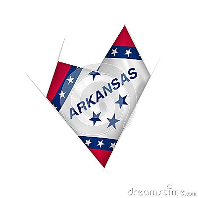 Sketched crooked heart with Arkansas flag Vector Illustration