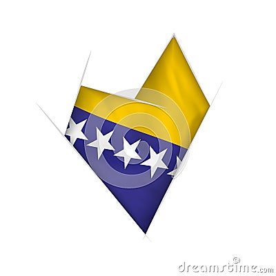 Sketched crooked heart with Bosnia and Herzegovina flag Vector Illustration