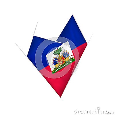 Sketched crooked heart with Haiti flag Vector Illustration