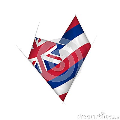 Sketched crooked heart with Hawaii flag Vector Illustration