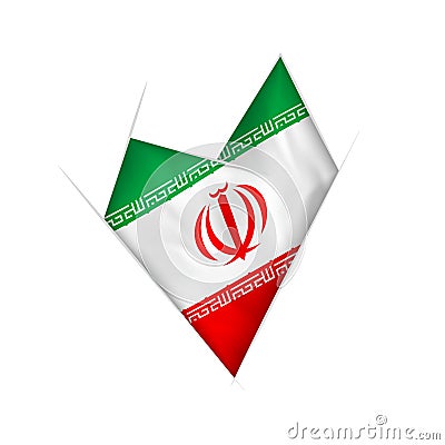 Sketched crooked heart with Iran flag Vector Illustration