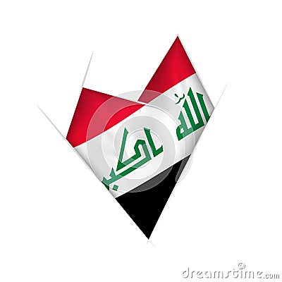 Sketched crooked heart with Iraq flag Vector Illustration