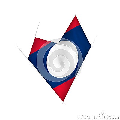 Sketched crooked heart with Laos flag Vector Illustration