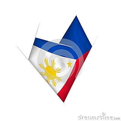 Sketched crooked heart with Philippines flag Vector Illustration