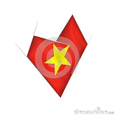 Sketched crooked heart with Vietnam flag Vector Illustration