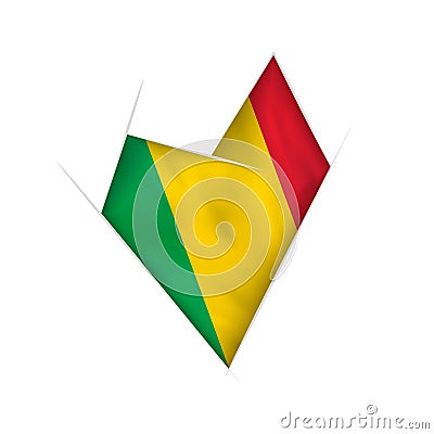 Sketched crooked heart with Mali flag Vector Illustration