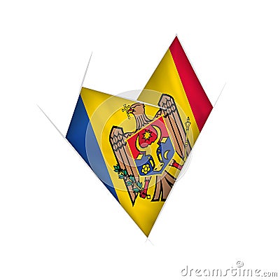 Sketched crooked heart with Moldova flag Vector Illustration