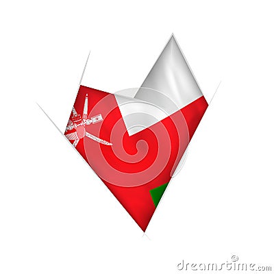 Sketched crooked heart with Oman flag Vector Illustration