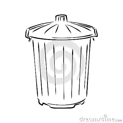 Sketched empty trash bin desktop icon. Doodle design element in vector, trash can vector sketch illustration Stock Photo